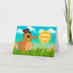 Cartão Groundhog Day Greeting Card With Spring Scenery