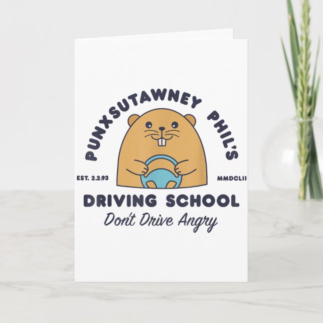 Cartão Groundhog Driving School Funny Men Women Retro Rod (Frente)
