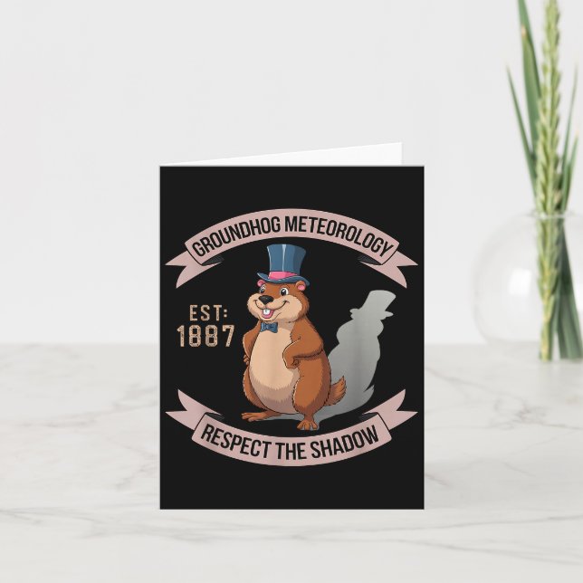 Cartão Groundhog Funny Uni Adults Kids Black Short Sleeve (Frente)
