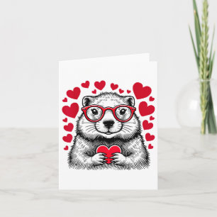 Cartão Groundhog Red Heart Shape Animal Lo