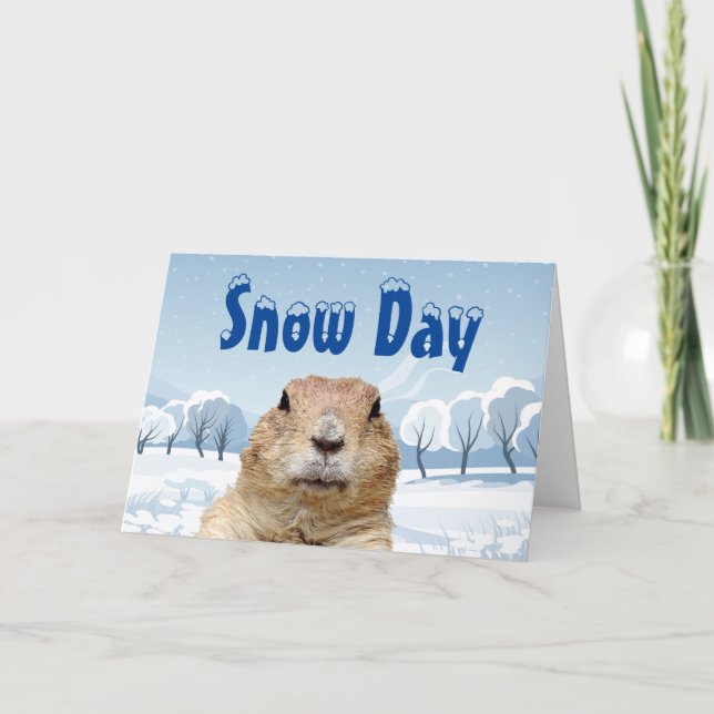 Cartão Groundhog Snow Day (Frente)