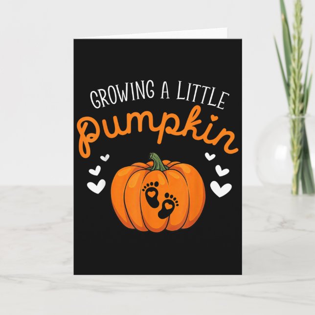 Cartão Growing A-little Pumpkin Halloween Pregnancy Annou (Frente)