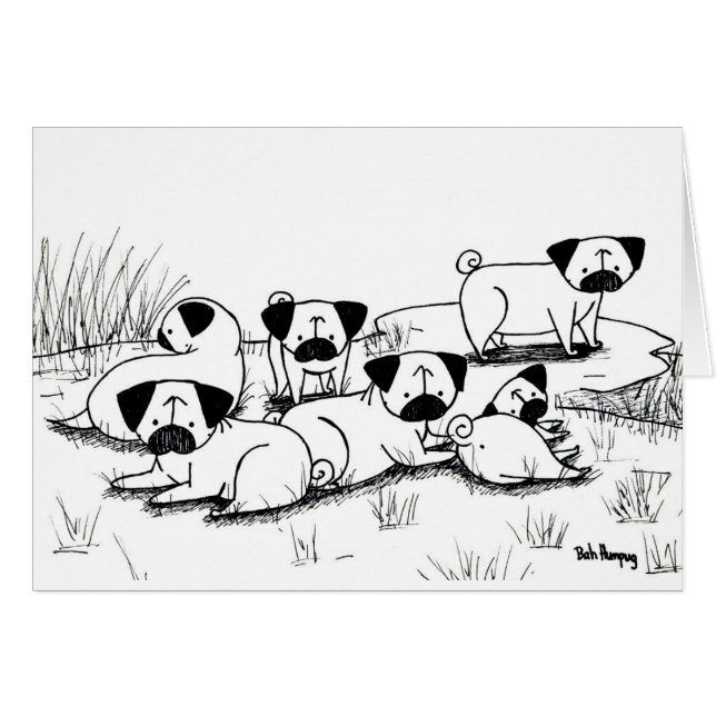 Cartão Grumble selvagem do Pug (Frente Horizontal)