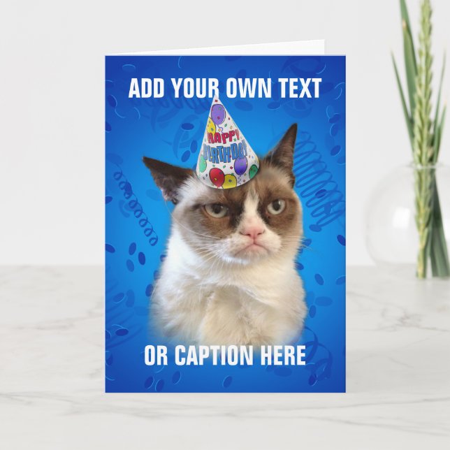Cartão Grumpy Cat Customizeable Happy Birthday (Frente)
