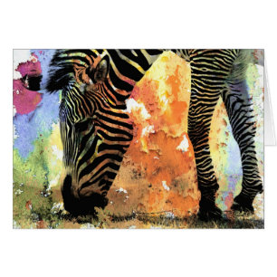 Cartão Grunge colorido da zebra
