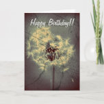 Cartão Grunge Dandelion Birthday Card<br><div class="desc">Grunge Dandelion on Gun Metal Blue background Message inside reads: 'Happy Birthday!! Hope it's a special day!!'</div>