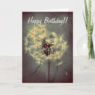 Cartão Grunge Dandelion Birthday Card