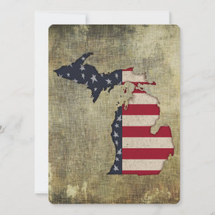 Cartão Grunge Greeting Card Americana Michigan