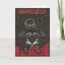 Cartão Grunge Skull Birthday Card