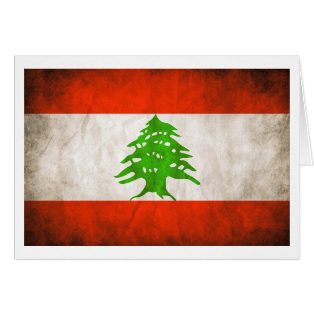 Cartão Grungy Lebanon Flag (Frente Horizontal)