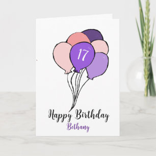 Cartão Grupo de balões do 17.º aniversário