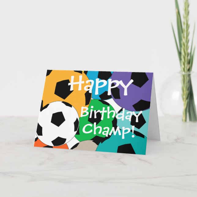 Cartão grupo de bolas de futebol AHappy, Aniversário, Cha (Frente)