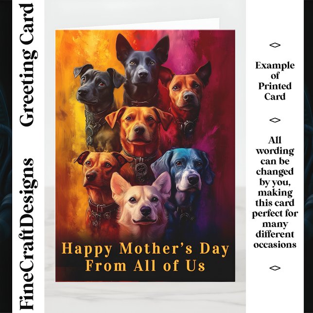 Cartão Grupo De Cães Fundo Vibrante CT6 Mãe Personalizada (Criador carregado)