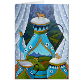 Cartão Grupo de chá de Labrador