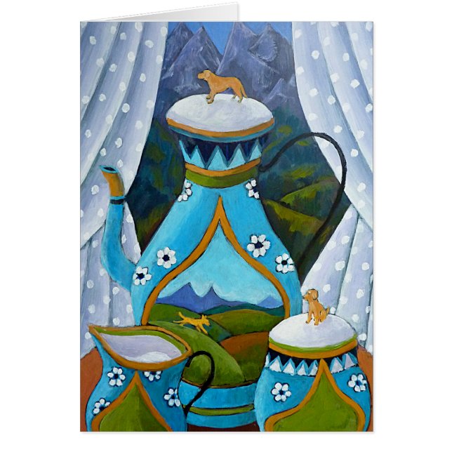 Cartão Grupo de chá de Labrador (Frente)