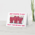 CARTÃO GRUPO DE ELEFANTES DE PINK FELIZ ANIVERSÁRIO "FILH<br><div class="desc">PINK ELEPHANTS SÓ PARA "FILHO" NO "ANIVERSÁRIO" SERÁ DIVERTIDO PARA ENVIAR E RECEBER. COLOQUE UM SORRISO NO ROSTO DELE HOJE!</div>