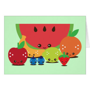 Cartão Grupo de Frutas Kawaii