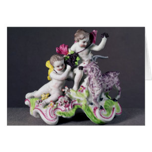 Cartão Grupo de Longton Salão, dois putti com cabra,