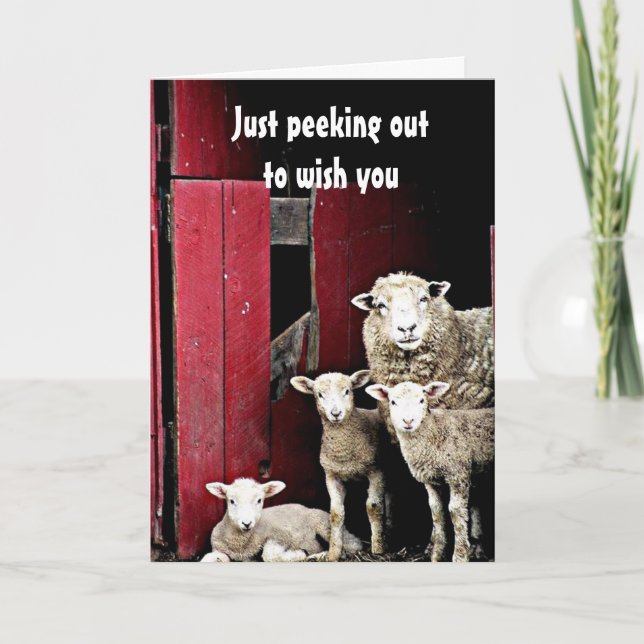 CARTÃO "GRUPO DE OVELHA" DESEJA-LHE *NATAL DE MERCADORIAS (Frente)