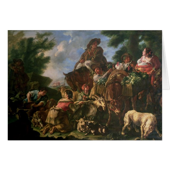 Cartão Grupo de pastores com um cavalo (Frente Horizontal)