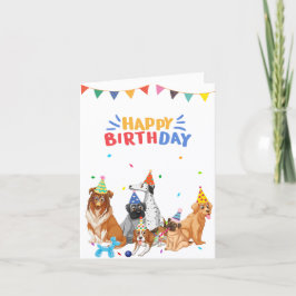 Cartão Grupo de raças de cães feliz aniversário
