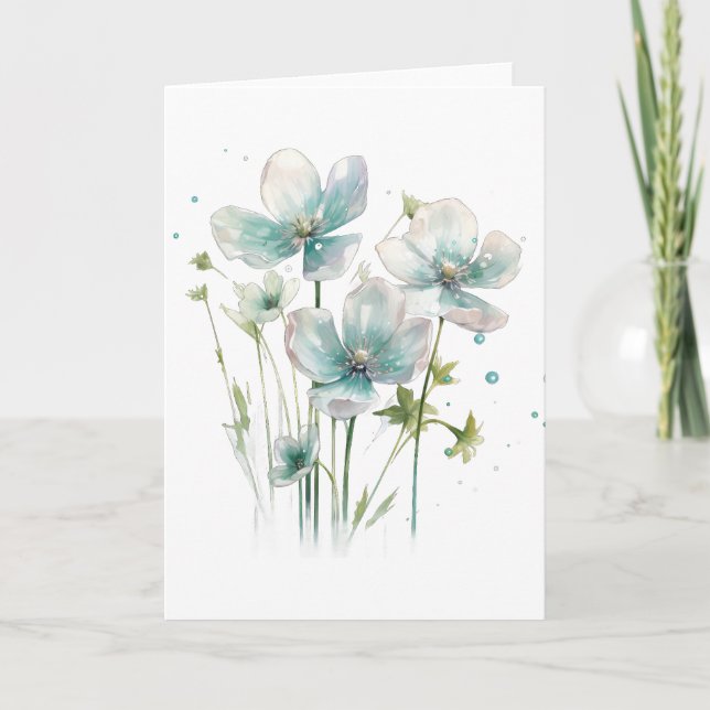 Cartão Grupo de VAZIO de Flores Azuis (Frente)