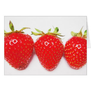 Cartão Grusskarte drei Erdbeeren, blanko