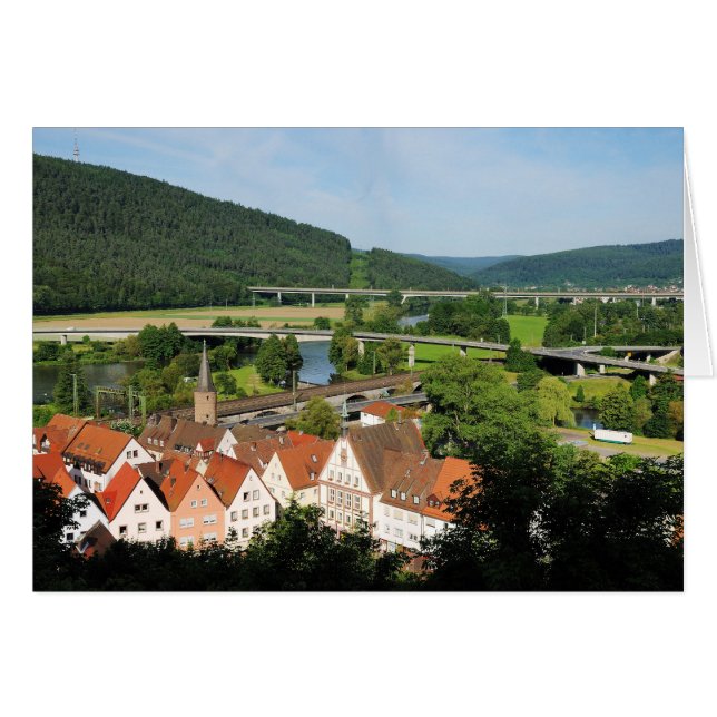 Cartão Grußkarte mit Gemünden a. Principal (Frente Horizontal)