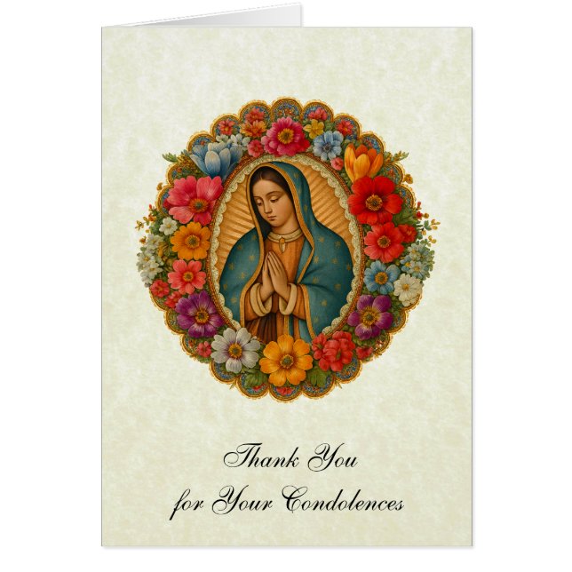 Cartão Guadalupe Funeral Sympathy Holy Card Thank You (Frente)