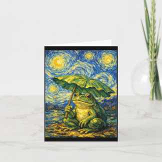 Cartão Guarda-chuva de sapo estilo arte engraçada