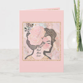 Cartão Guarda Dourada Elegante rosa do Dia das Mães