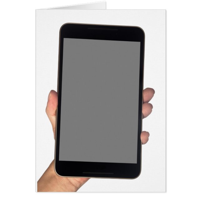 Cartão Guardarando um phablet (Frente)