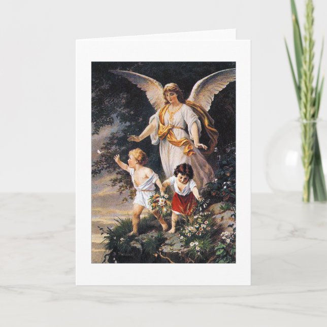 Cartão GUARDIAN ANGEL Bernhard Plockhorst 1886 (Frente)
