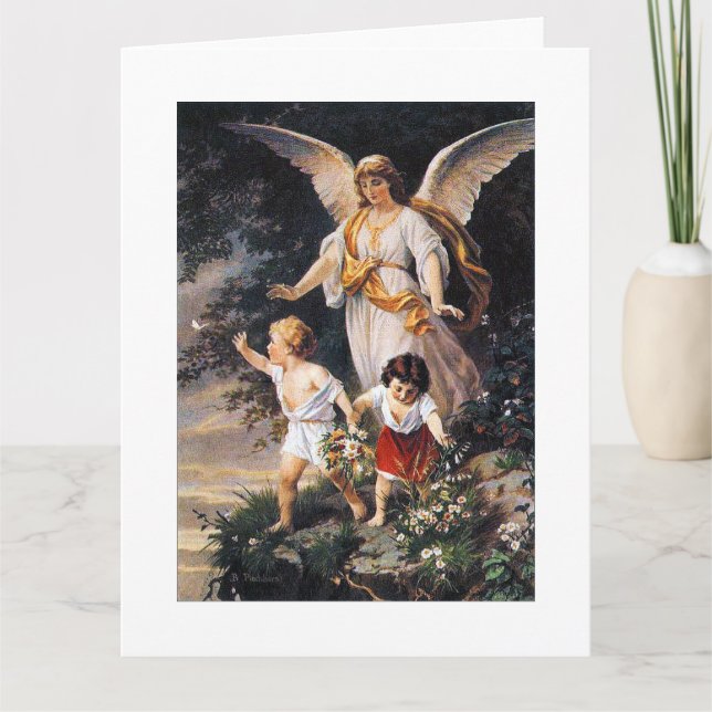 Cartão GUARDIAN ANGEL Bernhard Plockhorst 1886 (Frente)