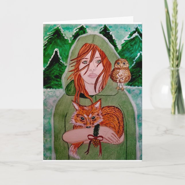 Cartão Guardian of Yulewood Forest - Yule Christmas Card (Frente)