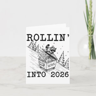 Cartão Guaxinim Engraçado 2026 Ano Novo Sarcástico, Rolan