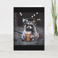 Guaxinim Engraçado Bebendo Café Gelado Meme Animal