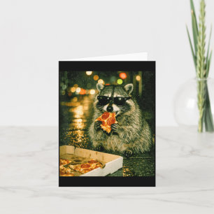 Cartão Guaxinim engraçado comendo pizza meme animal panda