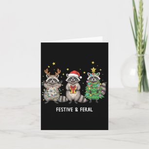 Cartão Guaxinim engraçado de Natal - Feral, mas festivo