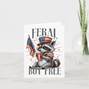 Cartão Guaxinim Patriótico Engraçado Feral Mas Livre Meme