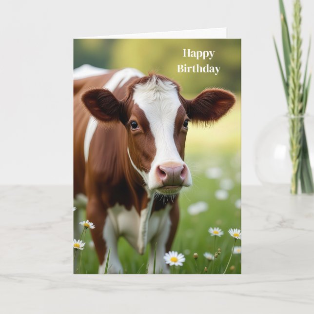 Cartão Guernsey Cow Birthday Humor (Frente)