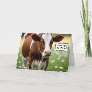 Cartão Guernsey Cow Humor Para Aniversário De 90