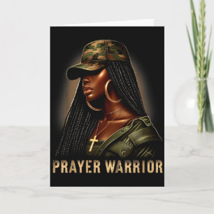 Cartão Guerreira da Oração Mulher Negra Camo Fé Cristã Em