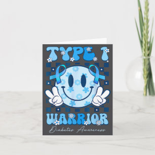 Cartão Guerreiro T1d Fita Azul de Conscientização sobre D