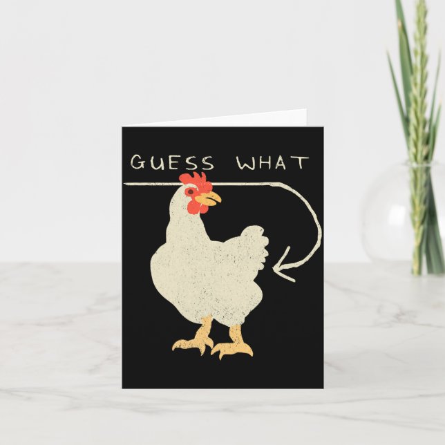 Cartão Guess What Chicken Butt Funny Happy  (Frente)