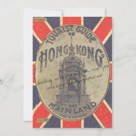 Cartão Guia Turista Antiquado de Hong Kong com o Union Ja