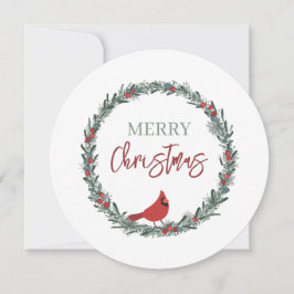 Cartão Guirlanda de Frutas Vermelhas e Cardinal Vermelho