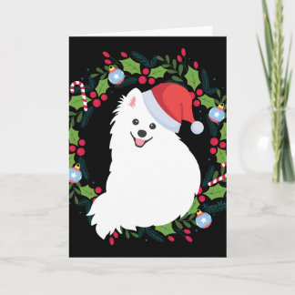 Cartão Guirlanda de Natal cachorro Spitz Japonês