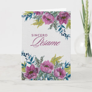 Cartão Guirnalda de Anémonas Rosas Tarjeta de Condolencia