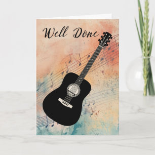 Cartão Guitar Music Performance Congratulation Watercolor